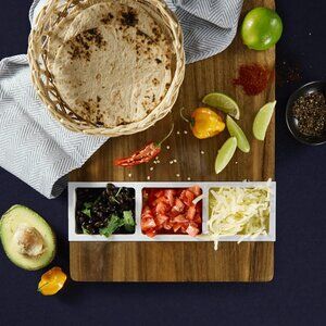 AR + COOK 2 in 1 Acacia Wood and Marble Serve Board - Brown and White